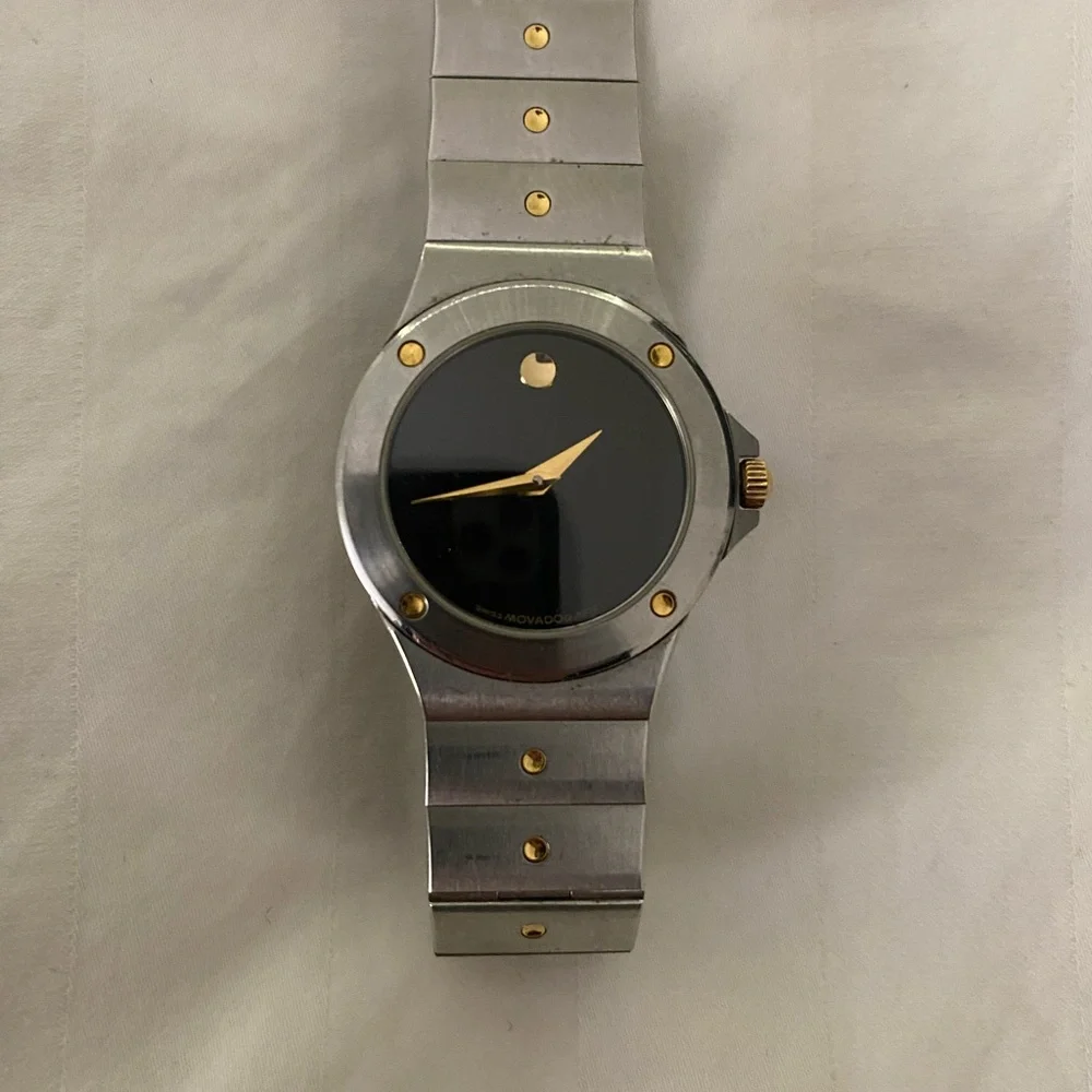 Movado Silver and Gold Smartwatch with Black Dial